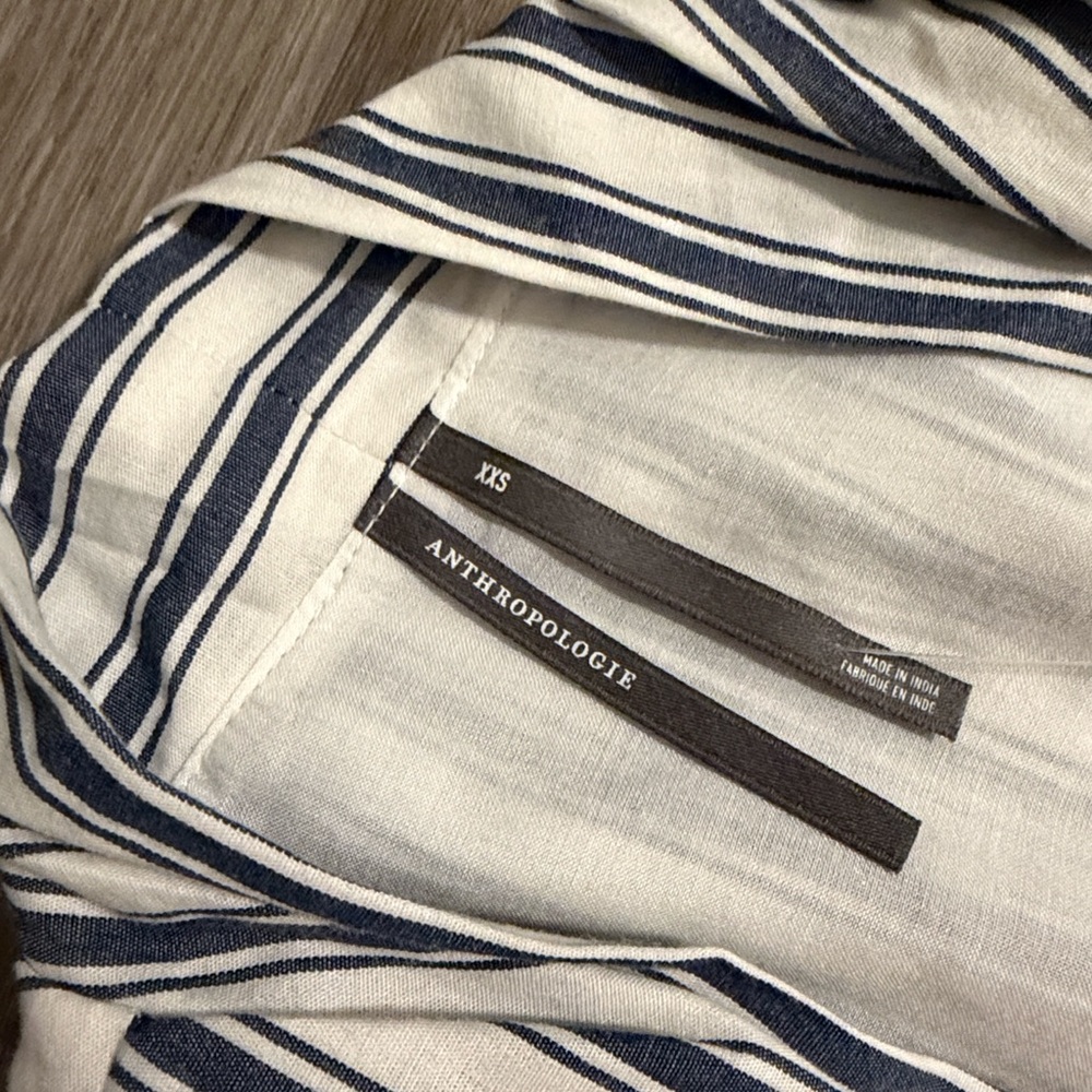 The Tommie Cap Sleeve stripe smocked front zip mini shirt dress - Picture 10 of 10